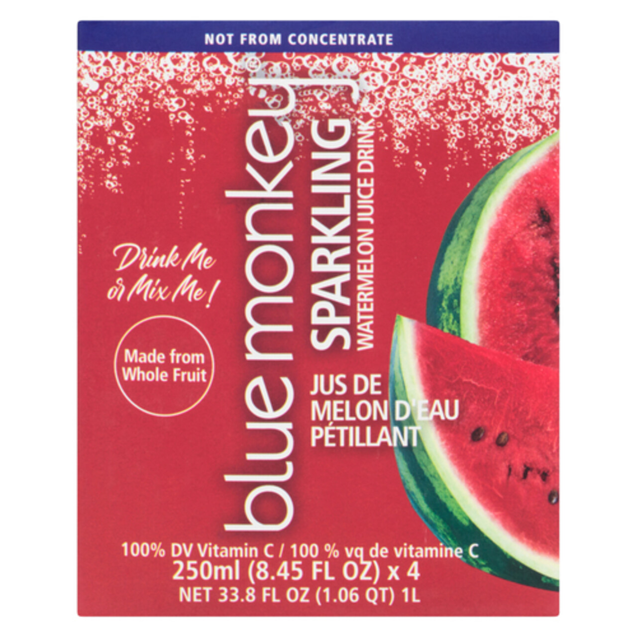 Blue Monkey Sparkling Juice Watermelon 4 x 250 ml (cans) Voilà Online