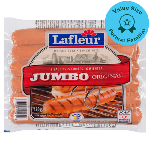 Lafleur Jumbo Pork Wieners Original 450 g