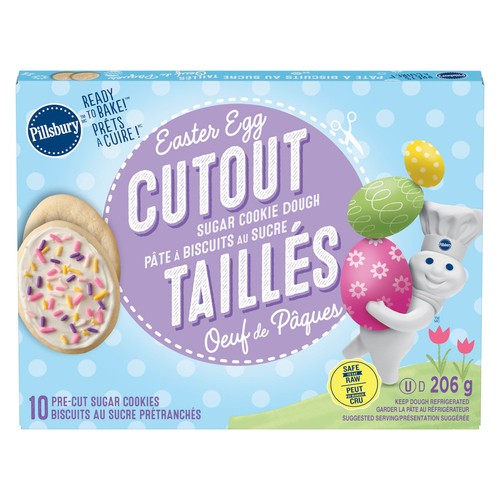 Pillsbury Ready To Bake Cookie Dough Easter Egg Cutout Sugar 206 g