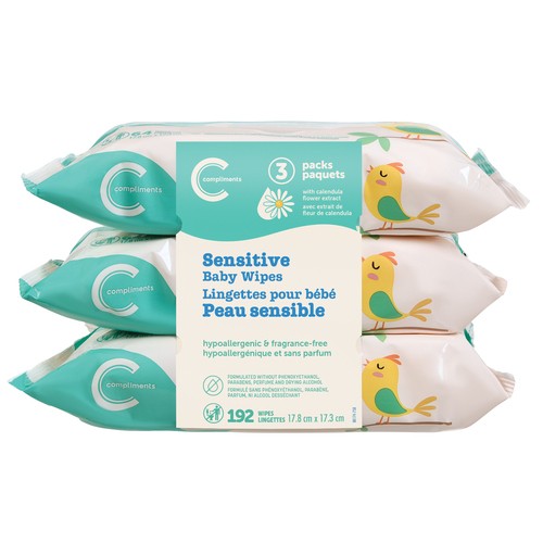 Compliments Baby Wipes Sensitive 192 Count