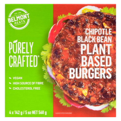 Pure Plant-Based Frozen Chipotle Black Beans Burger 568 g