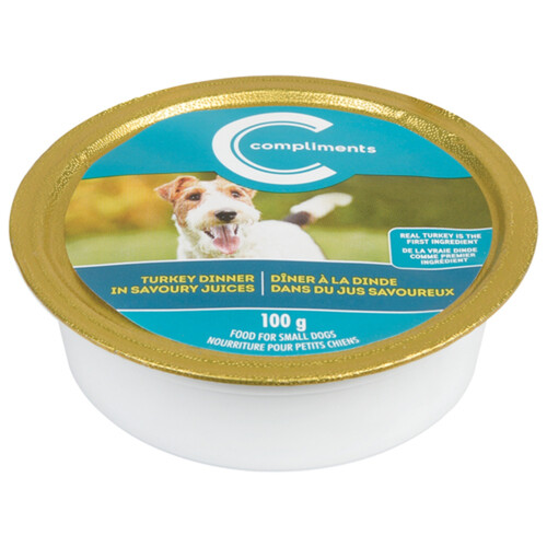 Compliments Wet Dog Food For Small Dogs Turkey Dinner 100 g