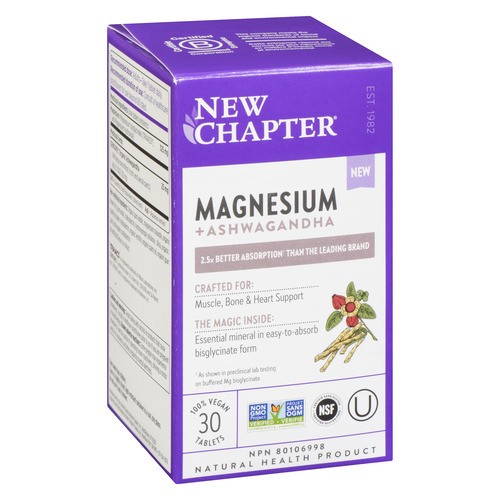 New Chapter Supplements Magnesium + Ashwagandha 30 Tablets