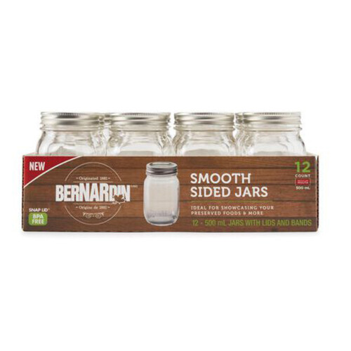 Bernardin Smooth Sided Regular Mouth Preserving Jars 12 x 500 ml