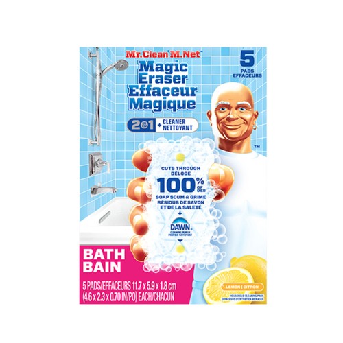Mr. Clean Magic Eraser Bath Cleaner 2 In 1 Lemon 5 Pack
