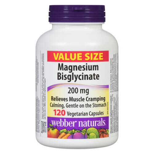 Webber Naturals Supplements 200 mg Magnesium Bisglycinate 120 Capsules