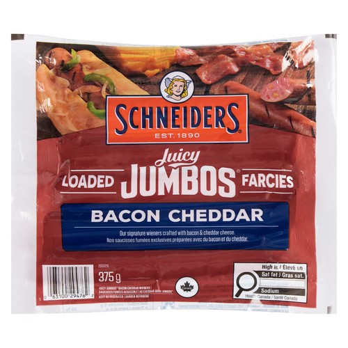 Schneider's Juicy Jumbo Sausages Cheddar & Bacon 375 g
