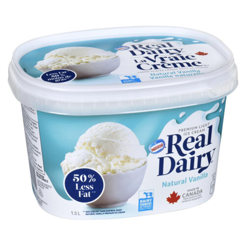 Nestlé Real Dairy Ice Cream 50% Less Fat Natural Vanilla 1.5 L