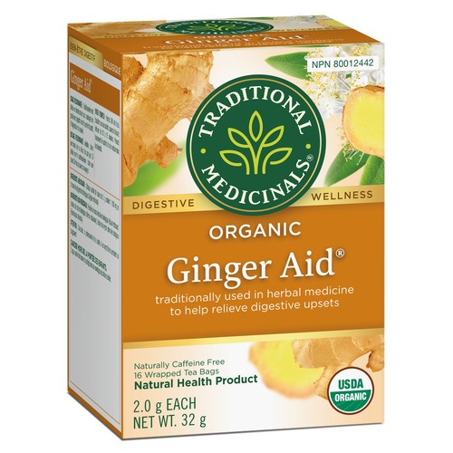 Traditional Medicinals Tea Ginger Aid 16 Tea Bags