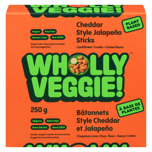 Wholly Frozen Veggie Plant Based Gluten-Free Cheddar Sticks 250 g