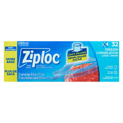 Ziploc Freezer Bags Seal Top Large 32 EA