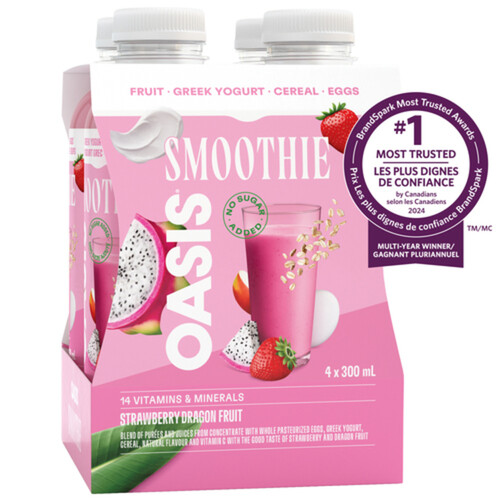 Oasis Smoothie Strawberry Dragon Fruit 4 x 300 ml