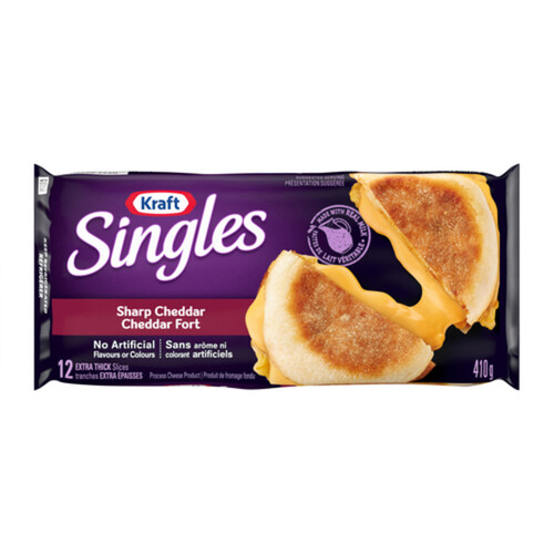 Kraft Singles Sharp Cheddar Cheese Extra Thick Slices 410 g