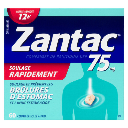 Zantac Antacids & Antiflatulents Bottle 75mg 60 EA 