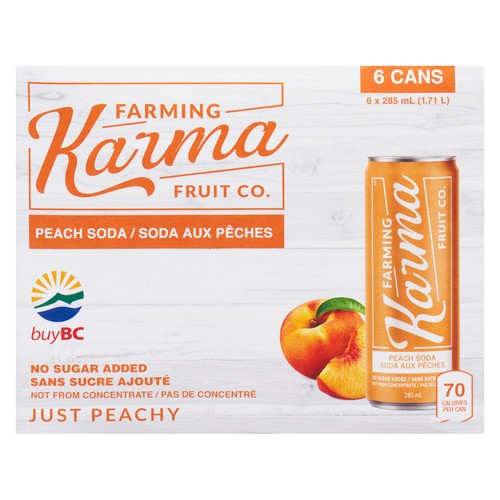 Farming Karma Soda Peach 6 x 285 ml (cans)