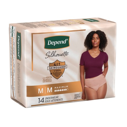 Depend Silhouette Women Incontinence Underwear Pink Medium 14 Count