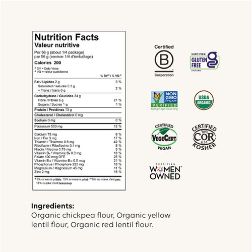 Chickapea Organic Pasta Lasagna Chickpea And Lentil 227 g