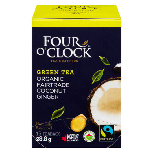 Four O'Clock Organic Green Tea Coconut Ginger 16 EA 