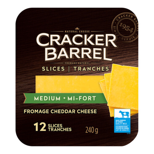 Cracker Barrel Sliced Cheese Medium Cheddar 12 Slices 240 g