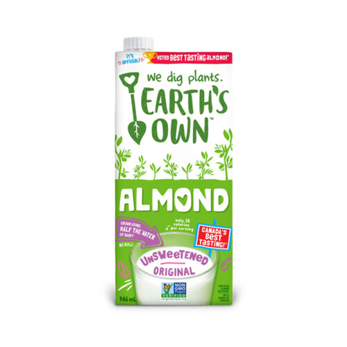 Earth's Own Almond Milk Unsweetened Original Dairy-Free Plant-Based Beverage 946 ml
