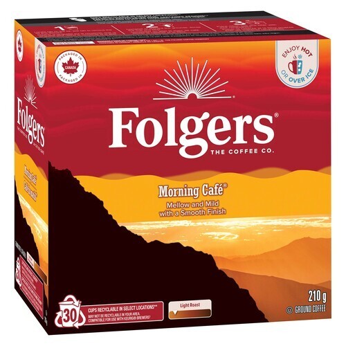 Folgers Coffee Pods Morning Cafe Light Roast 30 K-Cups 210 g