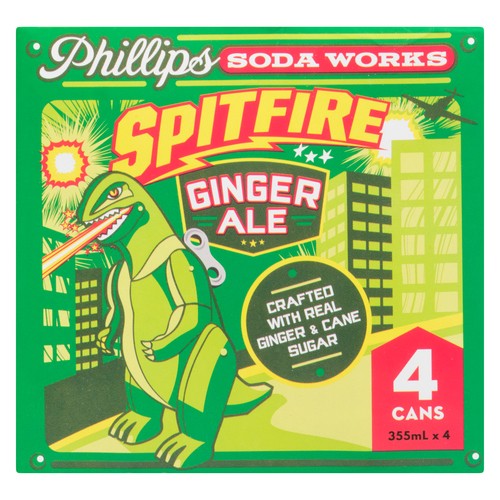 Phillips Soda Works Spitfire Ginger Ale 4 x 355 ml (cans)