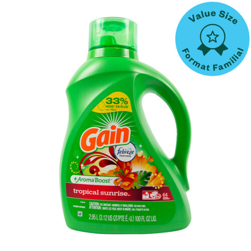 Gain Liquid Laundry Detergent Tropical Sunrise 64 Loads Value Size 2.95 L