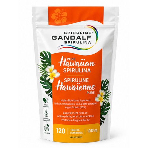 Gandalf Spirulina Pure Hawaiian Spirulina 1000 mg Tablets 120 Count