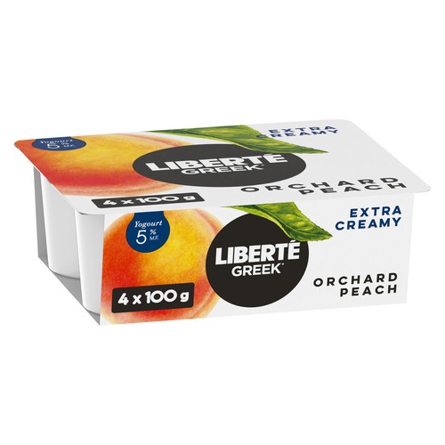 Liberte Greek 5% Yogurt Orchard Peach 4 x 100 g
