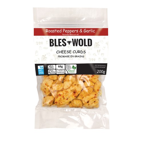 Crystal Springs Bles-Wold Cheddar Cheese Curds Roasted Garlic Red Pepper 200 g