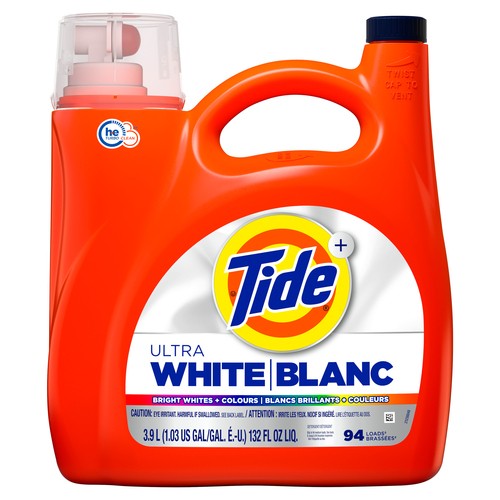 Tide Liquid Laundry Detergent Ultra White Bright White 3.9 L