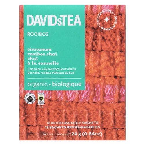 DAVIDsTEA Organic Cinnamon Rooibos Chai 12 Sachets 