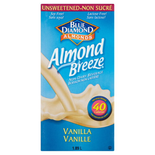 Blue Diamond Non Dairy Almond Breeze Unsweetened Vanilla 1.89 L