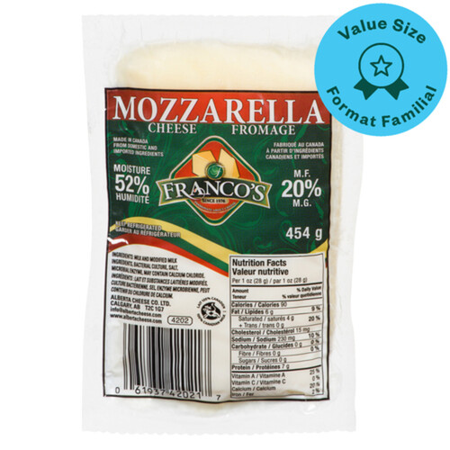 Franco's Part Cheese Skim Mozzarella 454 g