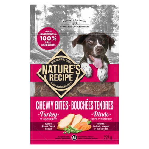 Nature's Recipe Grain-Free Dog Treats Chewy Bite Turkey Pea & Carrot 227 g