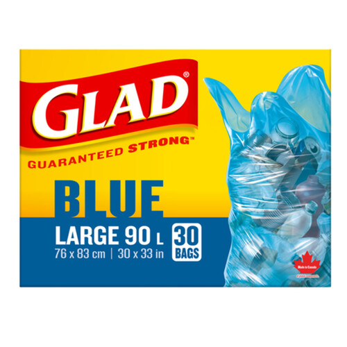 Glad Recycling Bags Blue Large 90 L 30 Bags
