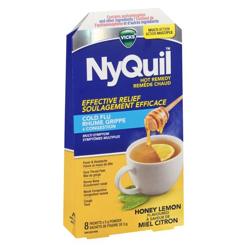 Vicks NyQuil Hot Remedy Cold Flu Honey Lemon 8 Count
