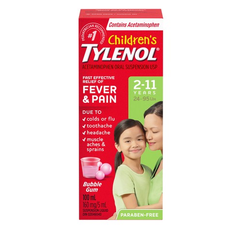 Tylenol Children's Liquid Suspension Fever & Pain Bubblegum 100 ml