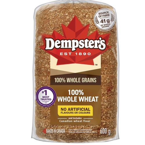 Dempster's Bread 100% Whole Wheat Whole Grains 600 g