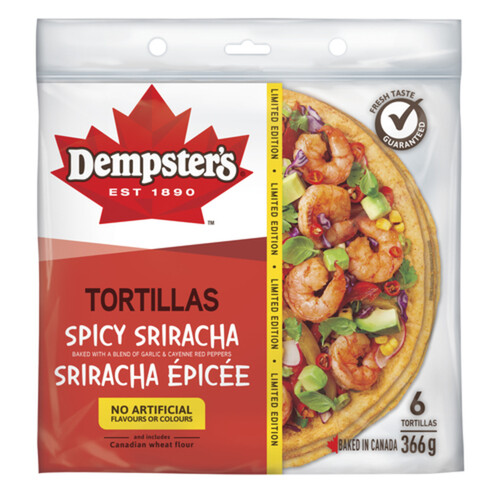 Dempster’s Tortillas Spicy Sriracha Large 6 Pack 366 g Voilà Online
