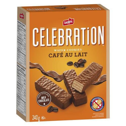 Leclerc Celebration Peanut-Free Wafer Cookies Coffee Coated 240 g