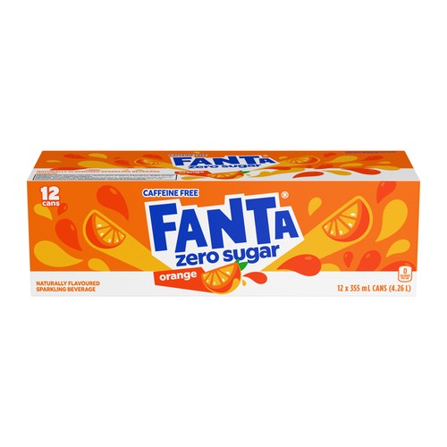 Fanta Zero Sugar Sparkling Beverage Orange 12 x 355 ml (cans)
