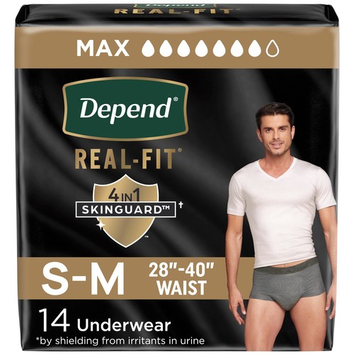 Depend Real Fit Men Underwear Grey Small/Medium 14 Count