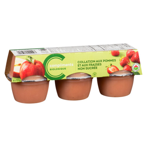 Compliments Organic Snack Unsweetened Apple Strawberry 6 x 113 g