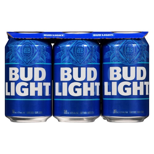 Bud Light Beer 4% Alcohol 6 x 355 ml (cans)