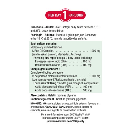 Jamieson Omega-3 Salmon & Fish Oil Softgels 150 Count