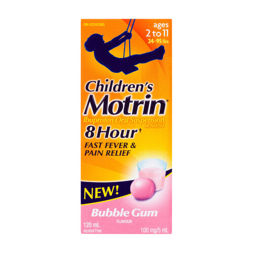 Motrin Children's Oral Suspension Pain Relief Bubblegum 120 ml