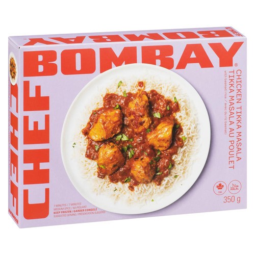 Chef Bombay Frozen Meal Chicken Tikka Masala With Basmati Rice Medium Spice 350 g