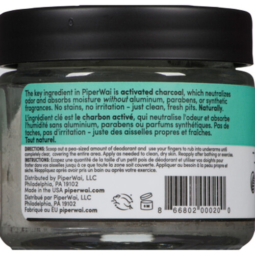 Piper Wai Natural Deodorant Activated Charcoal 58 g