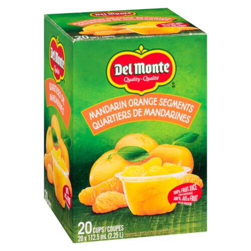 Del Monte Fruit Cups In Fruit Juice Mandarin Orange Segments 20 x 112.5 ml